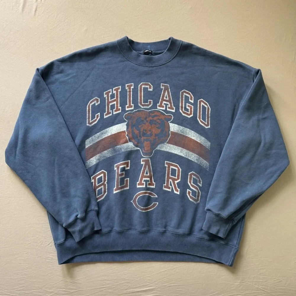 NFL Chicago Bears Blue Crewneck Sweatshirt with Brown and White Graphics